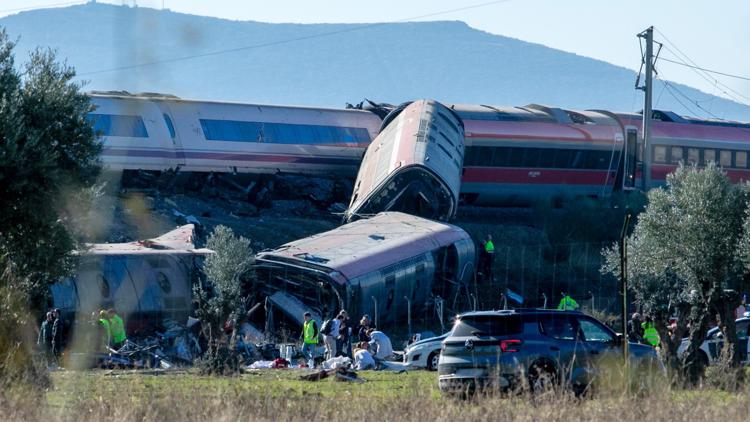 Emergency services at the scene of a devastating train crash in Spain